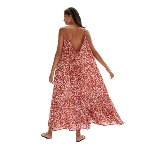 by Anthropologie Flounced Maxi Lounge Dress Cedar Print Sundress Casual Tiered S